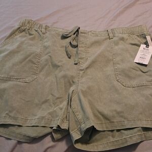 Terra Sky Green Cargo Shorts Relaxed Fit Cotton Blend